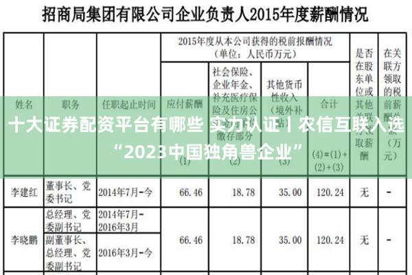 十大证券配资平台有哪些 实力认证丨农信互联入选“2023中国独角兽企业”