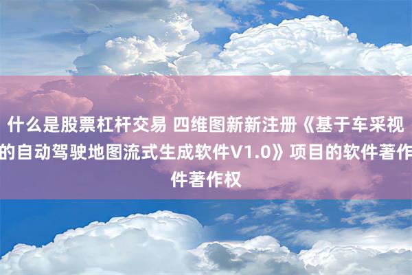 什么是股票杠杆交易 四维图新新注册《基于车采视频的自动驾驶地图流式生成软件V1.0》项目的软件著作权