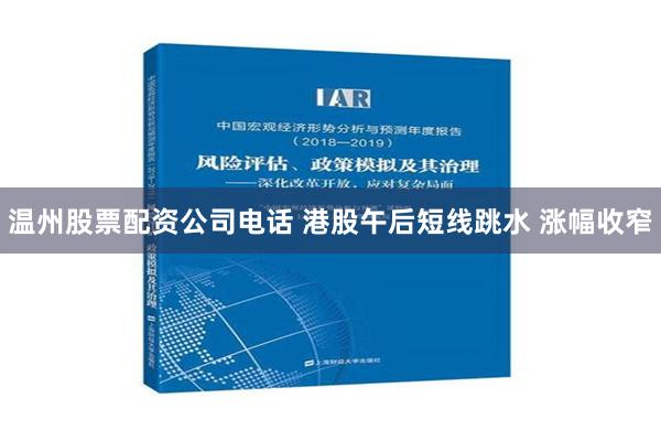 温州股票配资公司电话 港股午后短线跳水 涨幅收窄